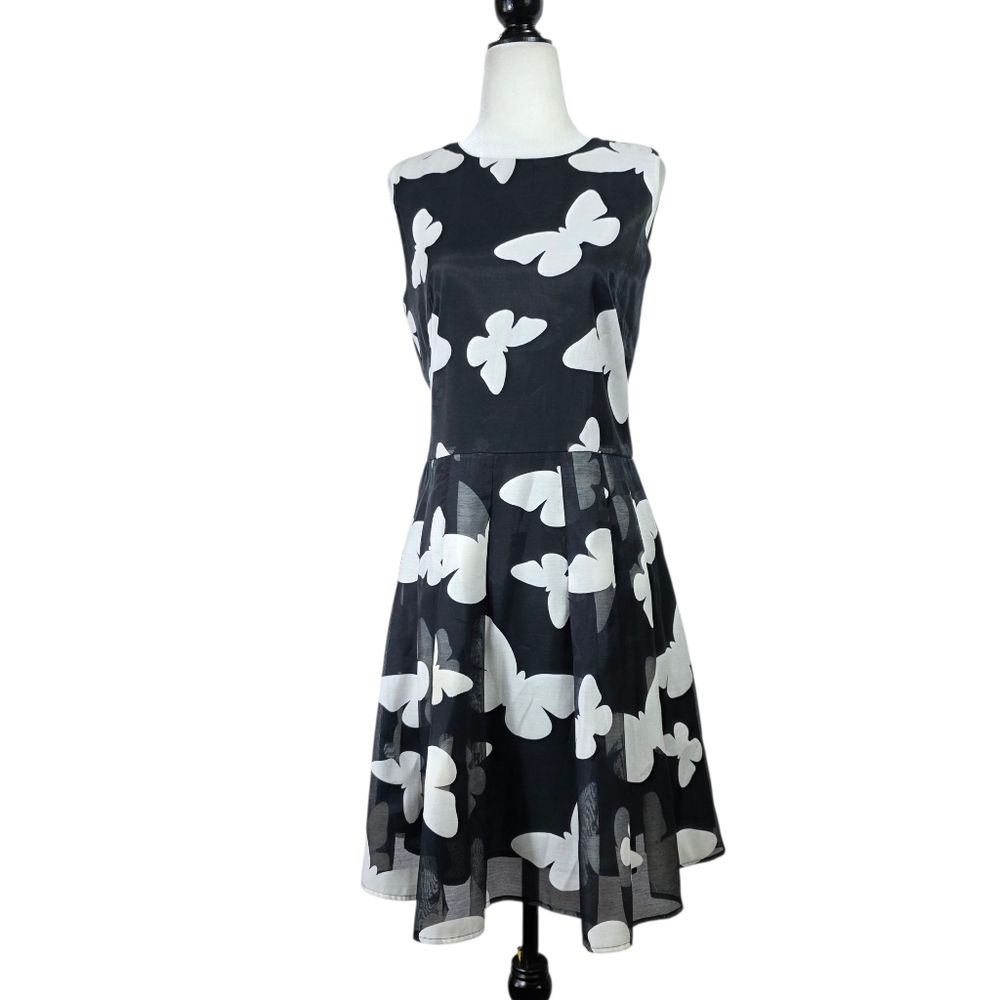Queen Mulock Butterfly Print linen blend Dress